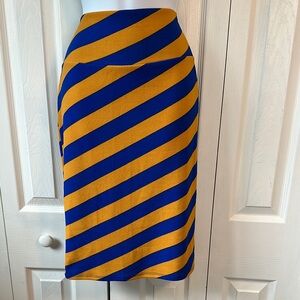 LuLaRoe Blue and Gold Cassie Pencil Skirt Knee-Length Resort Wear